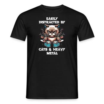 Chat Heavy Metal Musique Dire Humour Drôle - T-shirt homme - noir - Devant - AI Model Male 178 light (178cm)