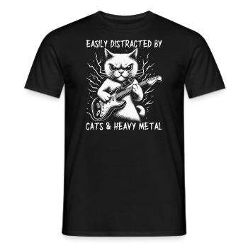 Chat Heavy Metal Musique Dire Humour Drôle - T-shirt homme - noir - Devant - AI Model Male 178 light (178cm)