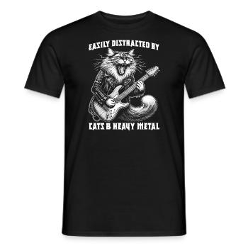Chat Heavy Metal Musique Humour Drôle Idée Cadeau - T-shirt homme - noir - Devant - AI Model Male 178 light (178cm)