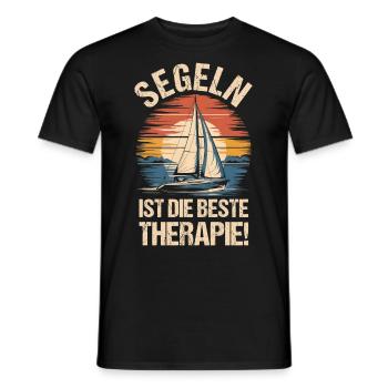 Segeln Therapie Retro Segelboot Skipper Segler - Männer T-Shirt - Schwarz - Vorne - AI Model Male 178 light (178cm)