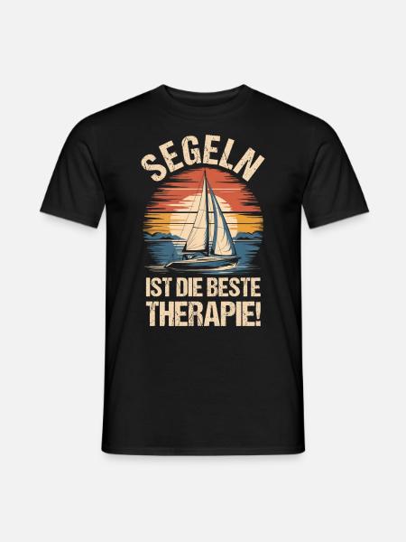 Segeln Therapie Retro Segelboot Skipper Segler - Männer T-Shirt - Schwarz