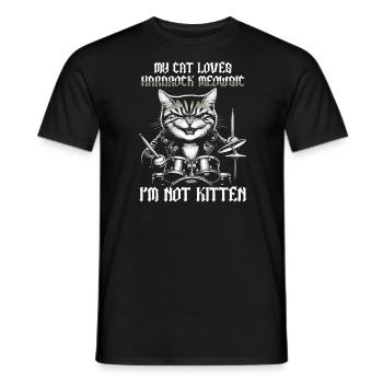 Katze Rock Musik Humor Lustig Geschenkidee - Männer T-Shirt - Schwarz - Vorne - AI Model Male 178 light (178cm)