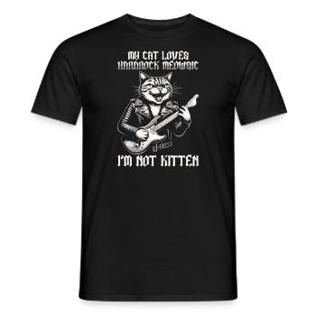 Cat Rock Music Humor Funny Gift Idea - Men's T-Shirt - black - Front - AI Model Male 178 light (178cm)