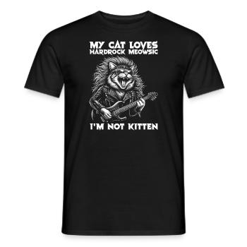 Cat Rock Music Humor Funny Gift Idea - Men's T-Shirt - black - Front - AI Model Male 178 light (178cm)