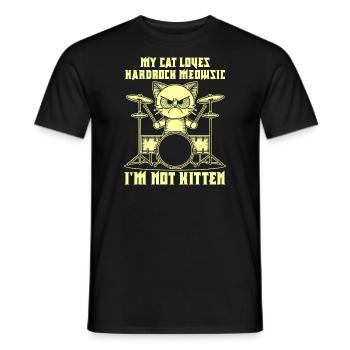 Cat Rock Music Humor Funny Gift Idea - Men's T-Shirt - black - Front - AI Model Male 178 light (178cm)