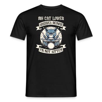 Cat Rock Music Humor Funny Gift Idea - Men's T-Shirt - black - Front - AI Model Male 178 light (178cm)