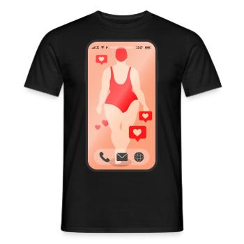 Handy Frau Smartphone Geschenk - Männer T-Shirt - Schwarz - Vorne - AI Model Male 178 light (178cm)
