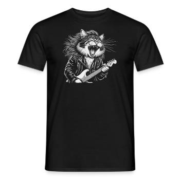 Rock Music Cat Funny Humor Gift Idea - Men's T-Shirt - black - Front - AI Model Male 178 light (178cm)