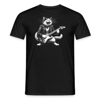 Rock Music Cat Funny Humor Gift Idea - Men's T-Shirt - black - Front - AI Model Male 178 light (178cm)