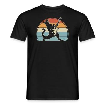Musique Rock Chat Drôle Humour Idée Cadeau - T-shirt homme - noir - Devant - AI Model Male 178 light (178cm)
