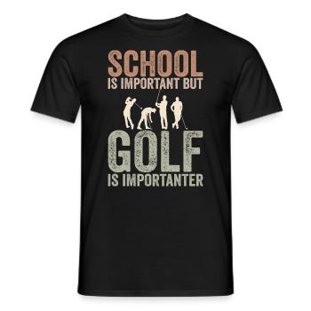 Schule ist wichtig, aber Golf ist noch wichtiger - Männer T-Shirt - Schwarz - Vorne - AI Model Male 178 light (178cm)
