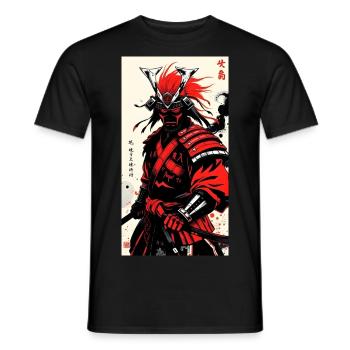 Samurai Red Dragon - Männer T-Shirt - Schwarz - Vorne - AI Model Male 178 light (178cm)