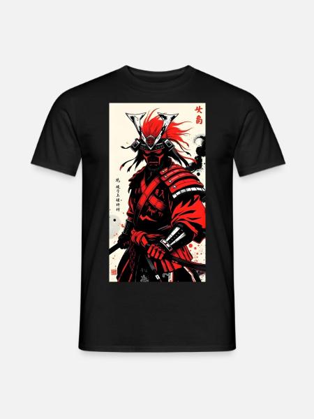 Samurai Red Dragon - Männer T-Shirt - Schwarz