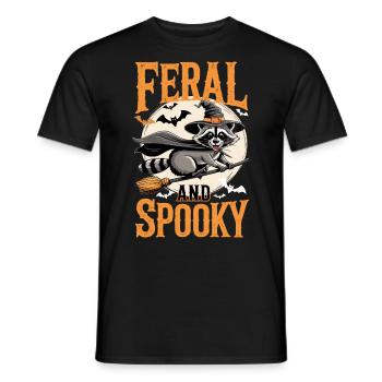 Niedlicher Waschbär als Hexe Feral and Spooky - Männer T-Shirt - Schwarz - Vorne - AI Model Male 178 light (178cm)