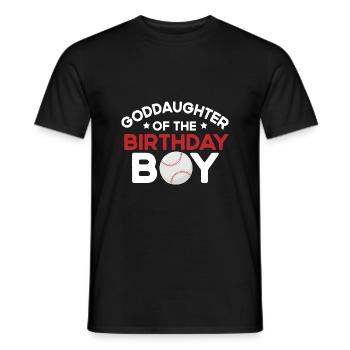 Goddess of the Bday Party Boy Baseball Theme Family - Men's T-Shirt - black - Front - AI Model Male 178 light (178cm)
