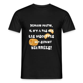 Il n'y a pas que les biscottes qui seront beurrée - T-shirt homme - noir - Devant - AI Model Male 178 light (178cm)