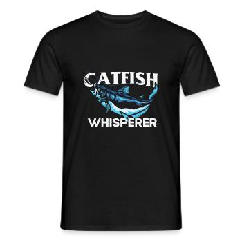 Citation amusante de poisson-chat Le poisson chuchoteur attrape Welsfis - T-shirt homme - noir - Devant - AI Model Male 178 light (178cm)