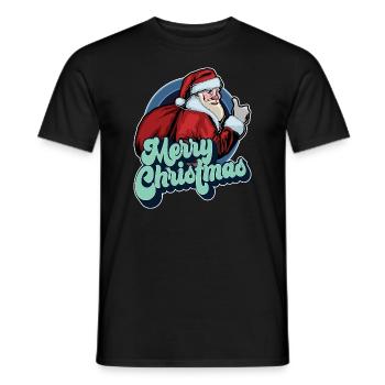Frohe Weihnachten Weihnachtsmann Daumen hoch Weihnachtsgeschenk - Männer T-Shirt - Schwarz - Vorne - AI Model Male 178 light (178cm)