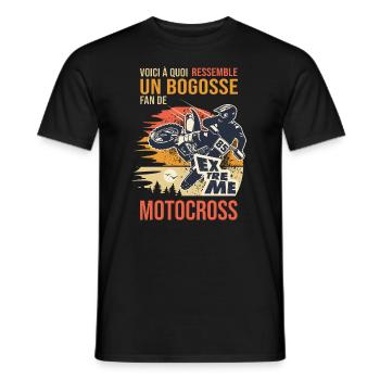 moto bogosse fan de motocross drôle motard biler - T-shirt homme - noir - Devant - AI Model Male 178 light (178cm)