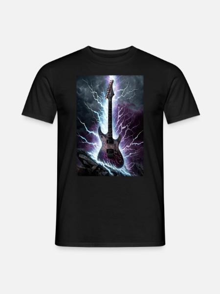 Gitarre Heavy Metal Rock Rock n Roll Musik Blitze - Männer T-Shirt - Schwarz