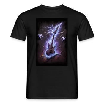 Guitar Heavy Metal Rock Rock n Roll Music Flashes - Men's T-Shirt - black - Front - AI Model Male 178 light (178cm)