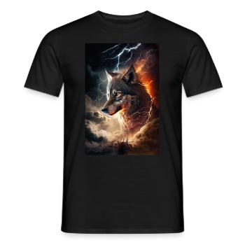 Wolf Blitz Donner Epic Cool Episch Wölfe - Männer T-Shirt - Schwarz - Vorne - AI Model Male 178 light (178cm)