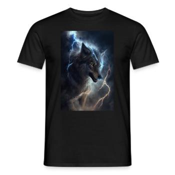 Wolf Blitz Thunder Epic Cool Epic Wolves - Men's T-Shirt - black - Front - AI Model Male 178 light (178cm)