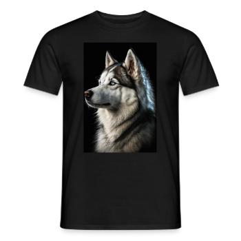 Husky Dog Animal Cool Realistic - Men's T-Shirt - black - Front - AI Model Male 178 light (178cm)