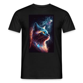 Katze Astronaut Weltall Weltraum Cool - Männer T-Shirt - Schwarz - Vorne - AI Model Male 178 light (178cm)