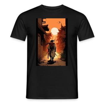 Japanischer Samurai Krieger Sonne Stadt Tempel - Männer T-Shirt - Schwarz - Vorne - AI Model Male 178 light (178cm)