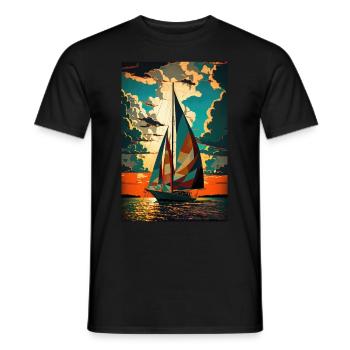 Boat Sailboat Ocean Art Sailing - Men's T-Shirt - black - Front - AI Model Male 178 light (178cm)