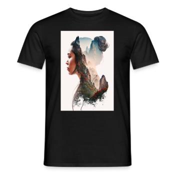 Zhangjiajie Berge Frau Profil China - Männer T-Shirt - Schwarz - Vorne - AI Model Male 178 light (178cm)