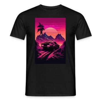 Synthwave Country Car Retro Sun Palms - T-shirt homme - noir - Devant - AI Model Male 178 light (178cm)