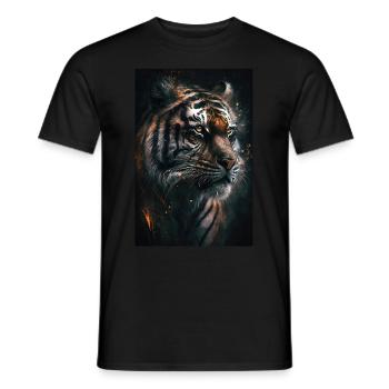 Tiger Portrait Cool Wild Cat Wildkatze Raubtier - Männer T-Shirt - Schwarz - Vorne - AI Model Male 178 light (178cm)
