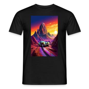 Hot Rod, Car, Futuristic, Desert, Colorful - Men's T-Shirt - black - Front - AI Model Male 178 light (178cm)