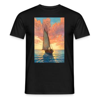 Sailboat Sailing Ocean - Men's T-Shirt - black - Front - AI Model Male 178 light (178cm)