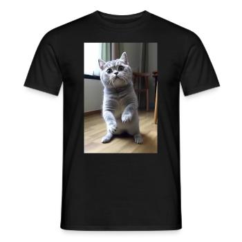 Funny cute cat - Men's T-Shirt - black - Front - AI Model Male 178 light (178cm)