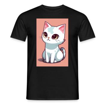 Funny cute cat - Men's T-Shirt - black - Front - AI Model Male 178 light (178cm)