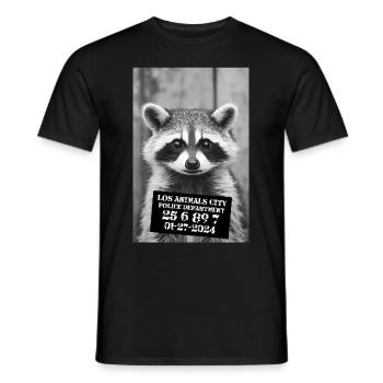 Drôle de raton laveur Mugshot - T-shirt homme - noir - Devant - AI Model Male 178 light (178cm)