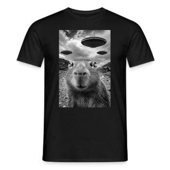 Drôle Capybara Selfie OVNI Alien - T-shirt homme - noir - Devant - AI Model Male 178 light (178cm)