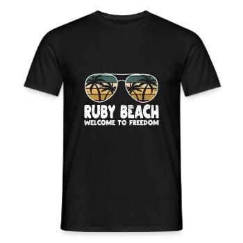 Beach Welcome to Freedom Experience Sayings Zi - Men's T-Shirt - black - Front - AI Model Male 178 light (178cm)