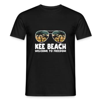 Kee Beach Welcome to Freiheitserlaub - Men's T-Shirt - black - Front - AI Model Male 178 light (178cm)