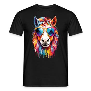 Rainbow Sun Pony: Colorful Horse - Men's T-Shirt - black - Front - AI Model Male 178 light (178cm)