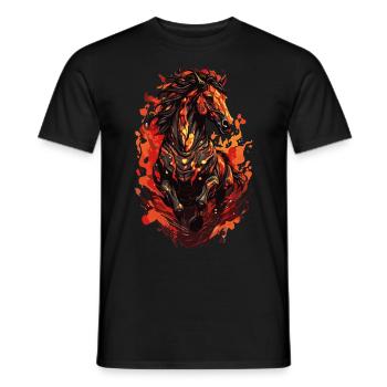Horse Mystic Pony Hell Fire Flame - Men's T-Shirt - black - Front - AI Model Male 178 light (178cm)
