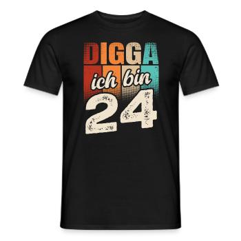 Digga Ich Bin 24 Jahre 24. Geburtstag - Männer T-Shirt - Schwarz - Vorne - AI Model Male 178 light (178cm)