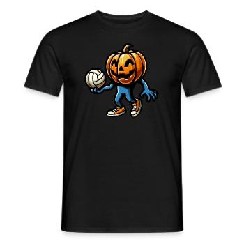 Pumpkin with volleyball - Men's T-Shirt - black - Front - AI Model Male 178 light (178cm)