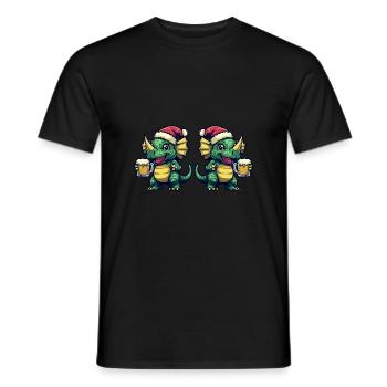 Dinosaurier triceratops Weihnachten Bier Team - Männer T-Shirt - Schwarz - Vorne - AI Model Male 178 light (178cm)