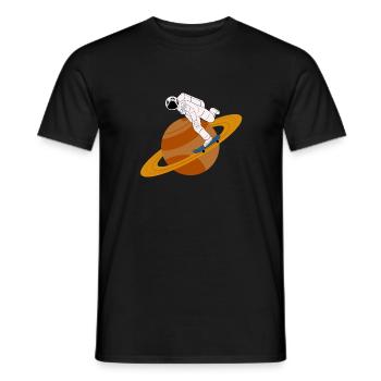 Astronaut Skateboard Saturn Ringe Weltall Geschenk - Männer T-Shirt - Schwarz - Vorne - AI Model Male 178 light (178cm)