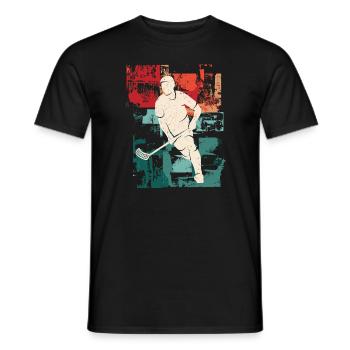 Floorball Player Vintage Floorballer Floorball - Men's T-Shirt - black - Front - AI Model Male 178 light (178cm)