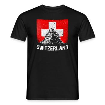 Drapeau Suisse et Alpes - T-shirt homme - noir - Devant - AI Model Male 178 light (178cm)